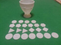 FDM printed chalice paired with resin-printed spell slot tokens — designed for both tabletop utility and accessibility.